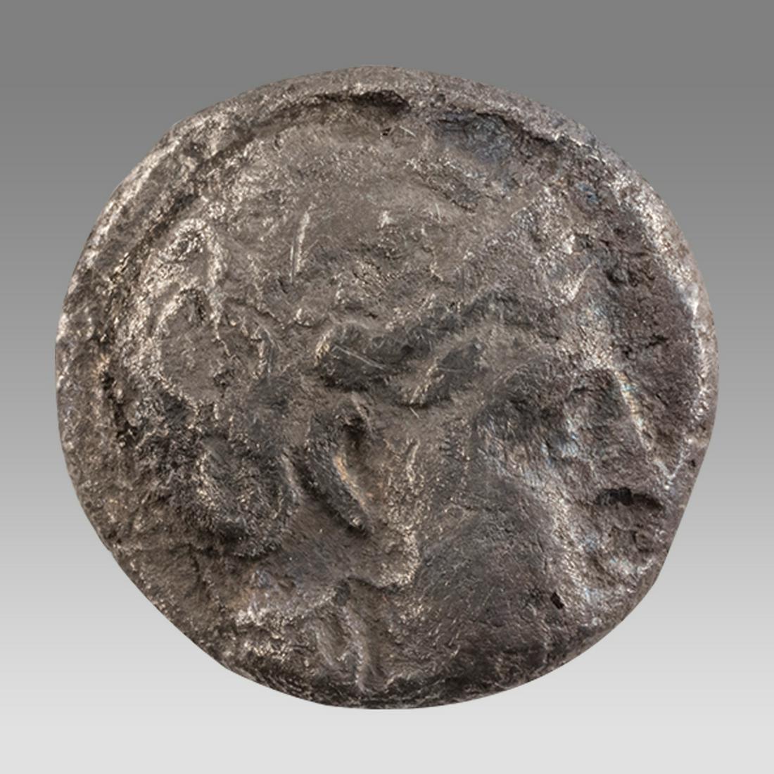 ANCIENT Greek BAKTRIA, Silver Drachm. Circa 285/3-280/78 BC.: ANCIENT Greek BAKTRIA, Silver Drachm. Circa 285/3-280/78 BC.(13 mm, 2.93 gm). Local standard. Uncertain mint in the Oxus region. Helmeted head of Athena right / Eagle standing left, head right; above,