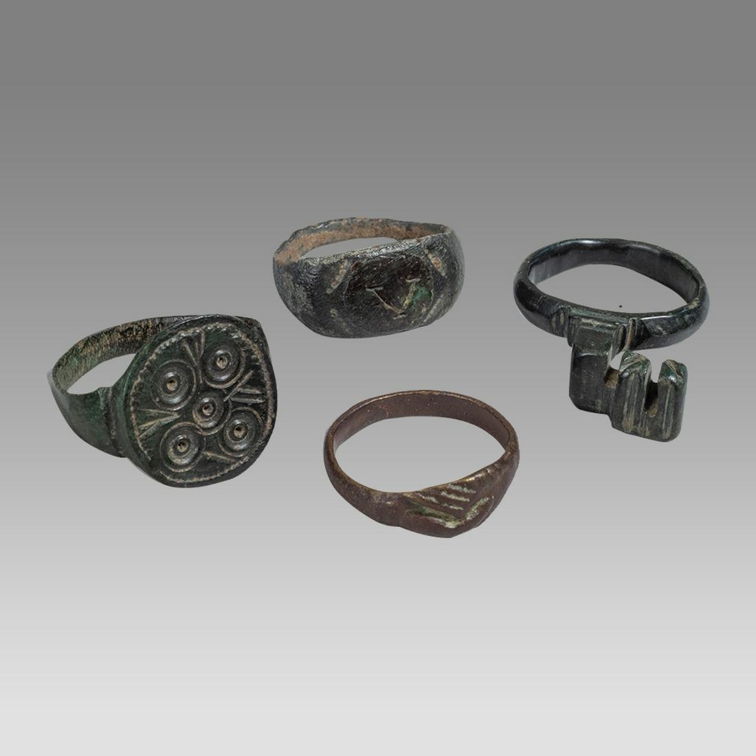Lot of 4 Ancient Roman Bronze Rings c.1st-2nd century AD. (1 of 1)