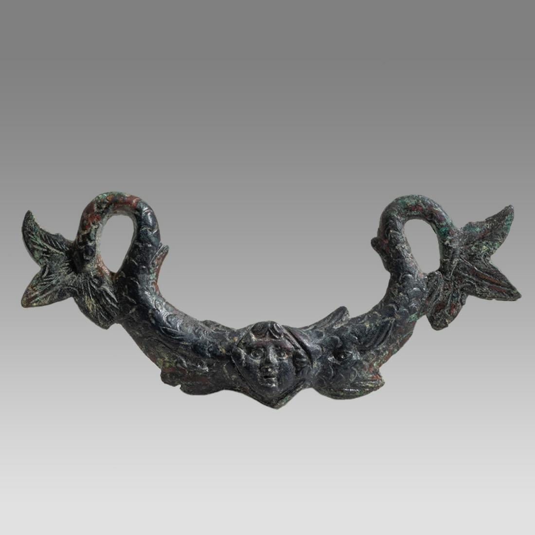Ancient Roman Bronze Helmet Carrying Handle with Medusa c.1st-2nd century AD. (1 of 2)