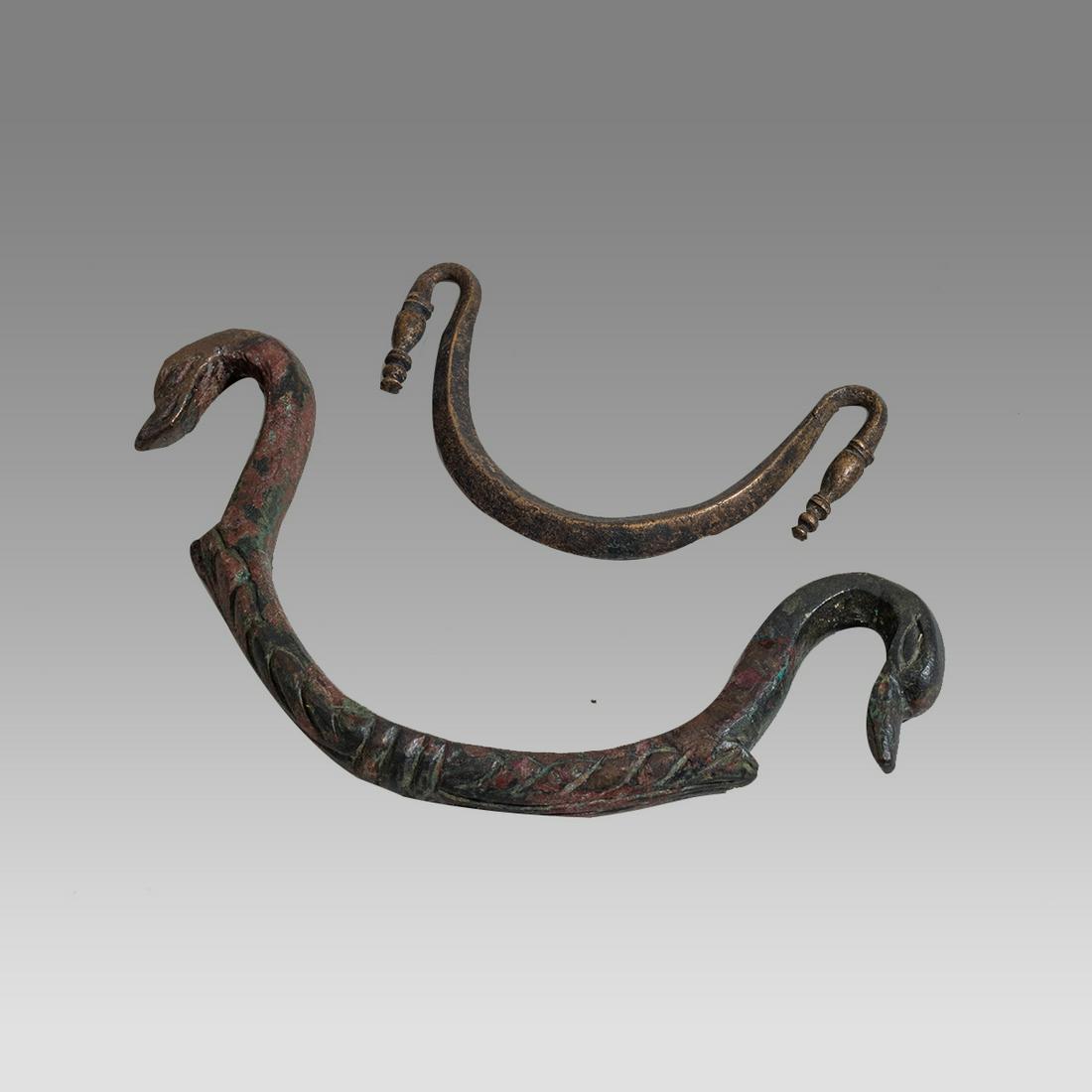 Lot of 2 Ancient Roman Bronze Vessel Handles c.1st-2nd century AD. (1 of 2)