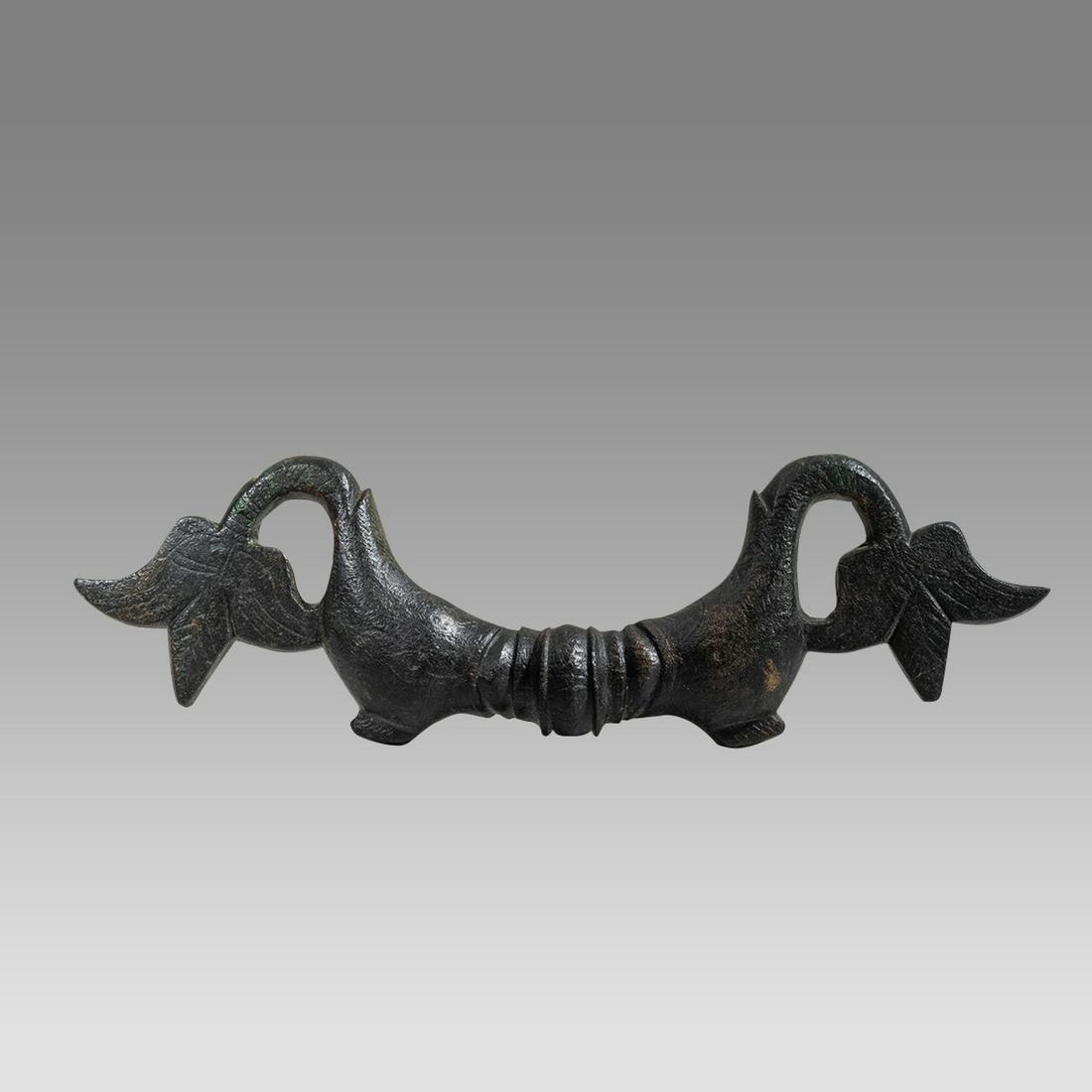 Ancient Roman Bronze Handle With Dolphins c.1st-2nd century AD. (1 of 2)