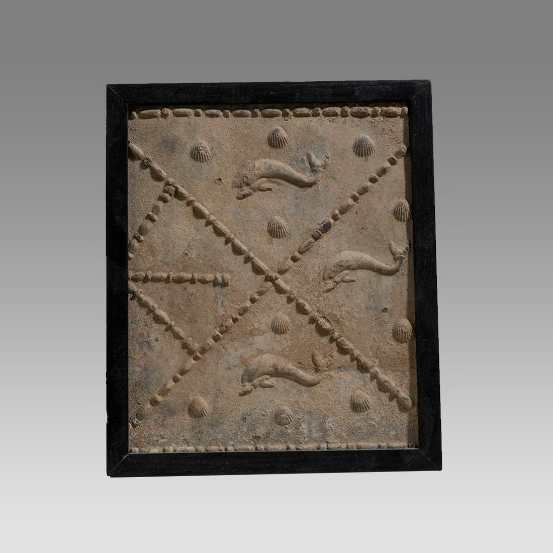 Ancient Roman Lead Panel With Dolphins c.1st-2nd century AD. (1 of 1)