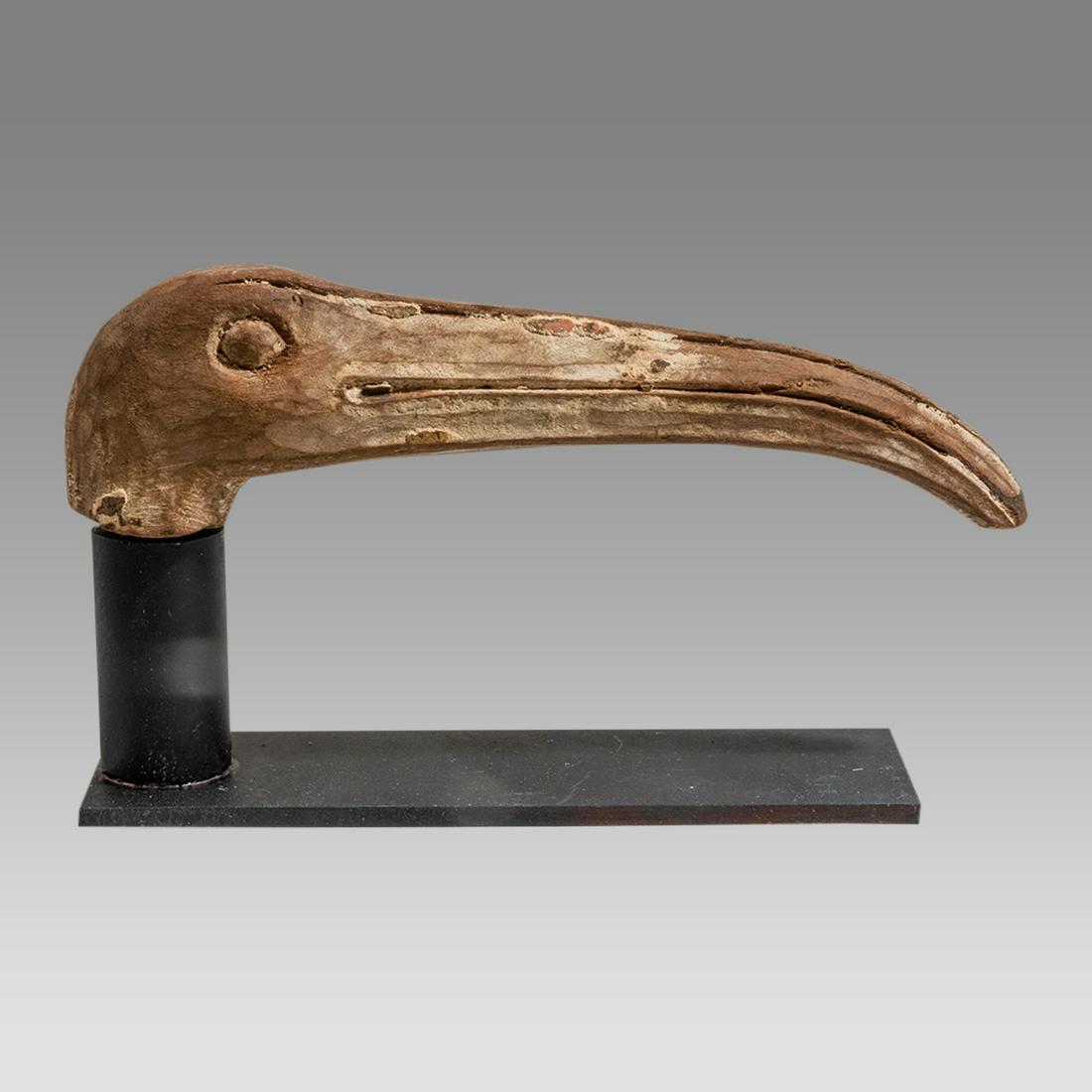 ANCIENT EGYPTIAN Wood Head Of Ibes LATE PERIOD CIRCA 664-332 B.C. (1 of 2)
