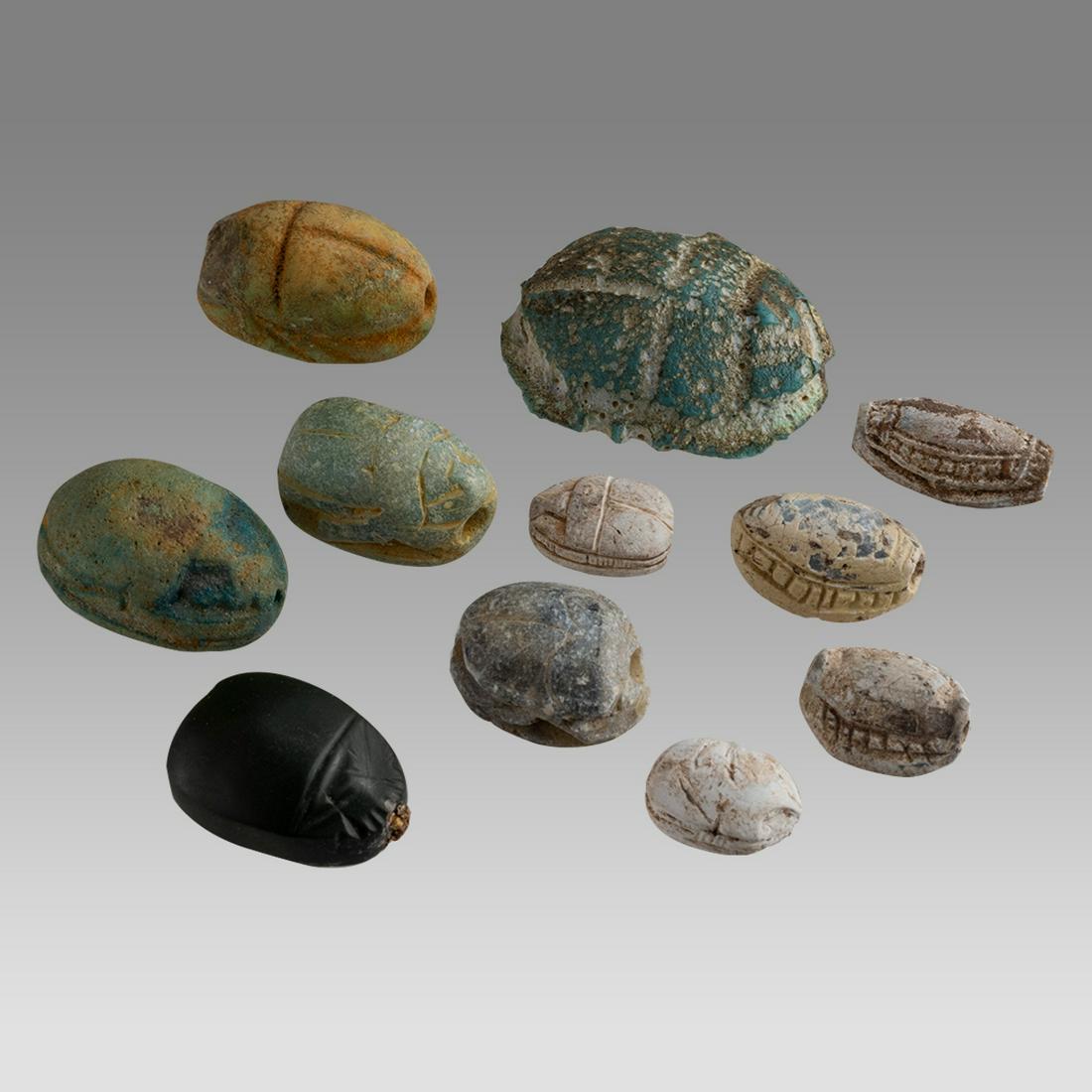 Lot of 11 Ancient Egyptian Steatite Stone Scarabs c.1200-30 BC. (1 of 2)