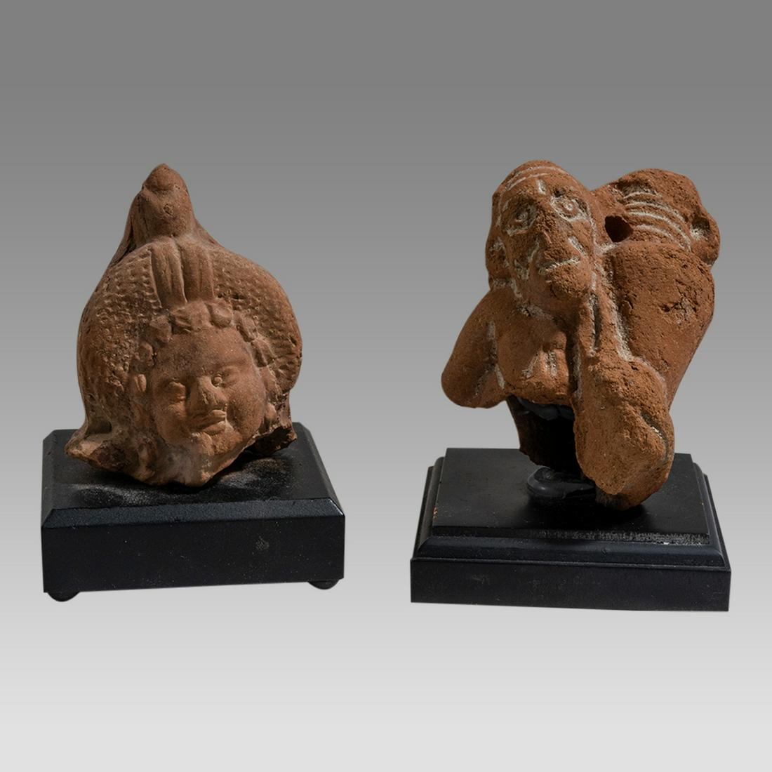 Lot of 2 Ancient Roman Egypt Terracotta Harpocrates and Figure Fragments c.2nd century AD. (1 of 2)