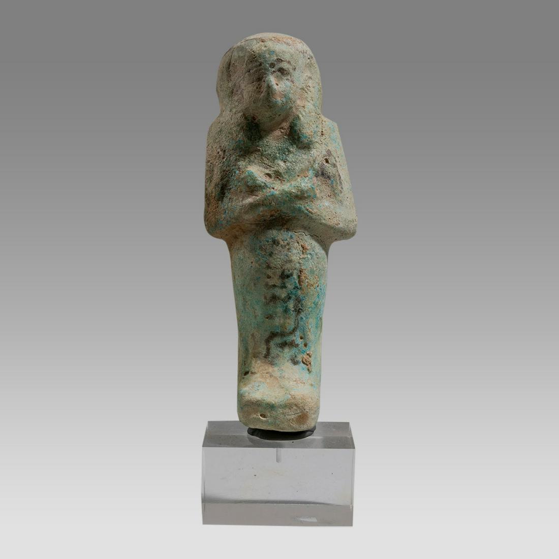 Ancient Egyptian Blue Faience Ushabti 3rd Intermediate Period, 21th - 25th Dynasty, 1070 - 712 B.C. (1 of 2)
