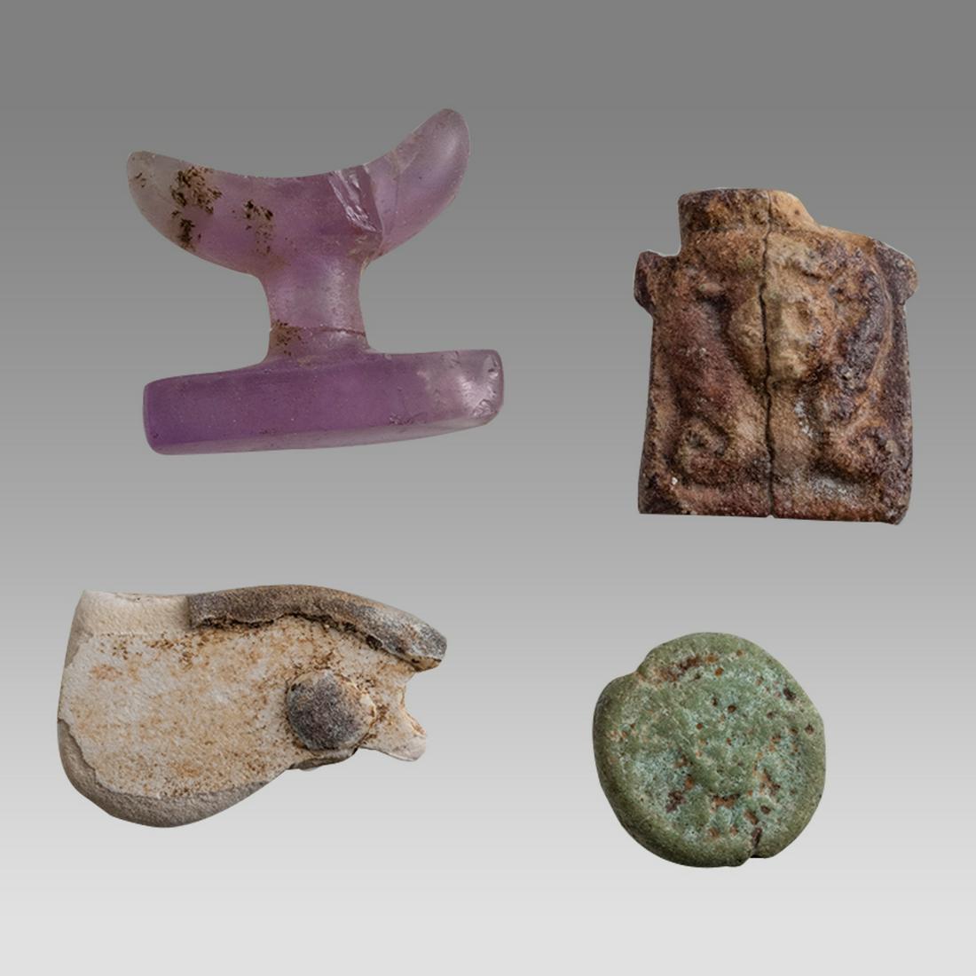 Lot of 4 Egyptian items Bust of Goddess Hathor Amulet, (1 of 1)