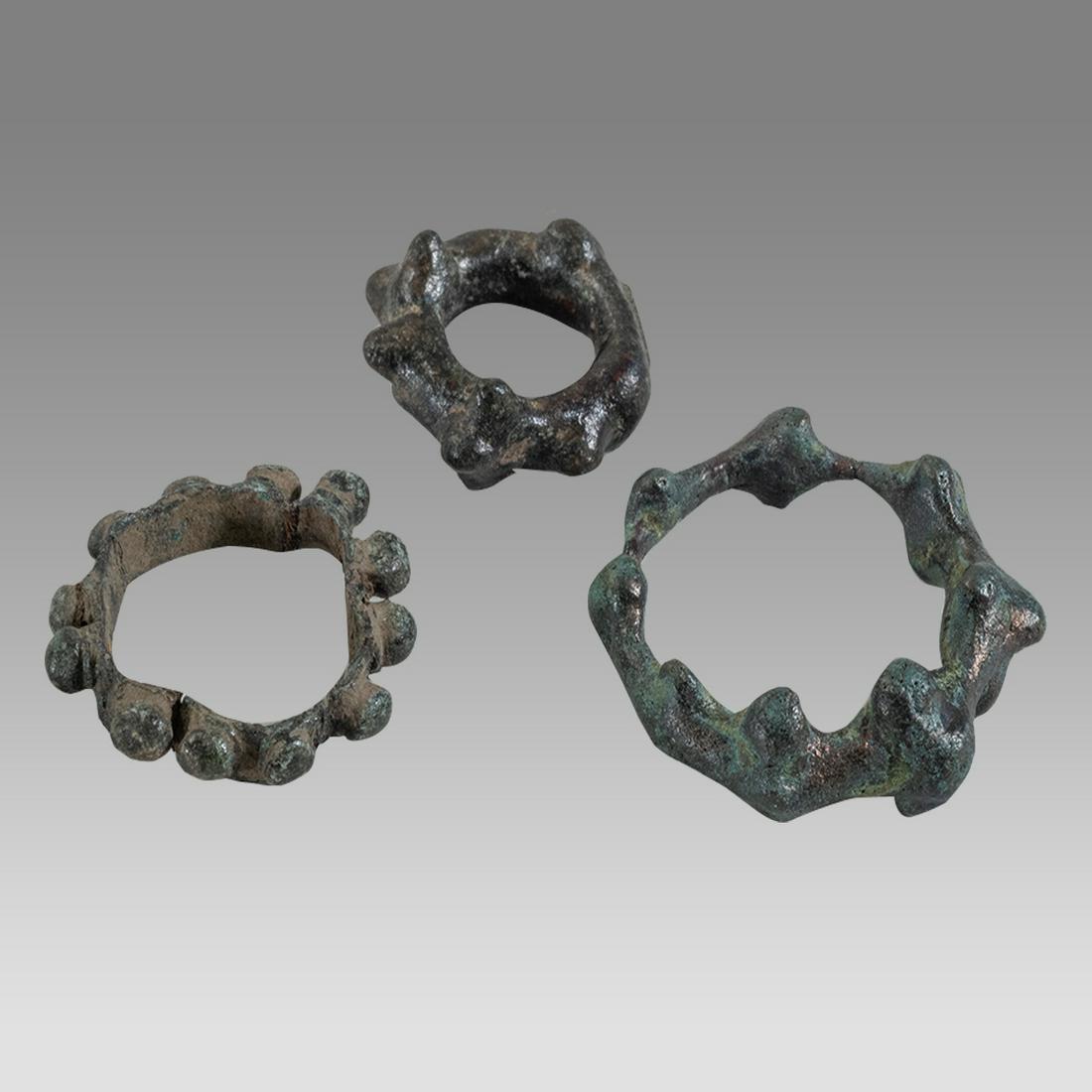 Lot of 3 Ancient Celtic Bronze Coin Rings c.2nd century BC. (1 of 1)