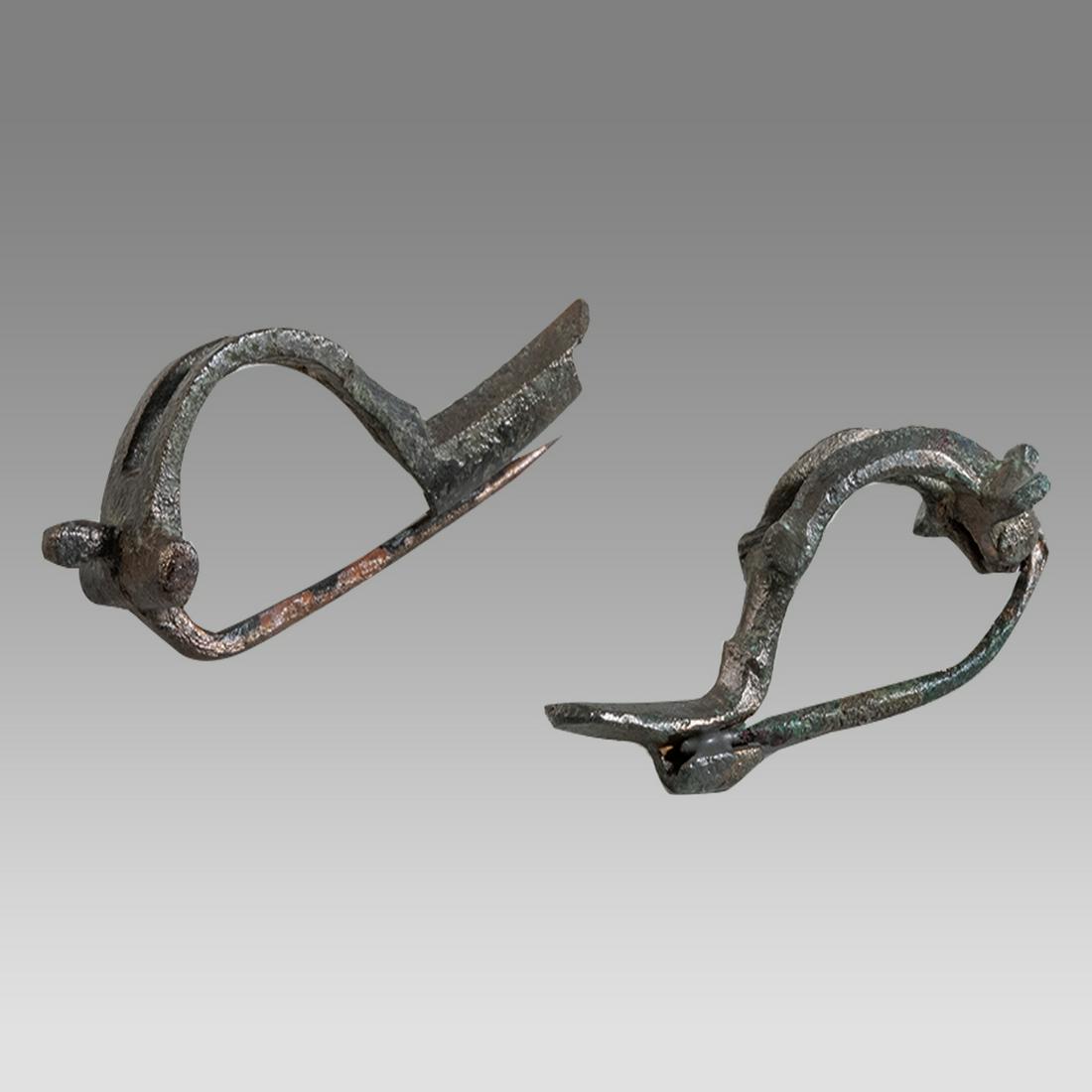 Lot of 2 Ancient Roman Bronze Fibulas c.1st-2nd century AD. (1 of 1)