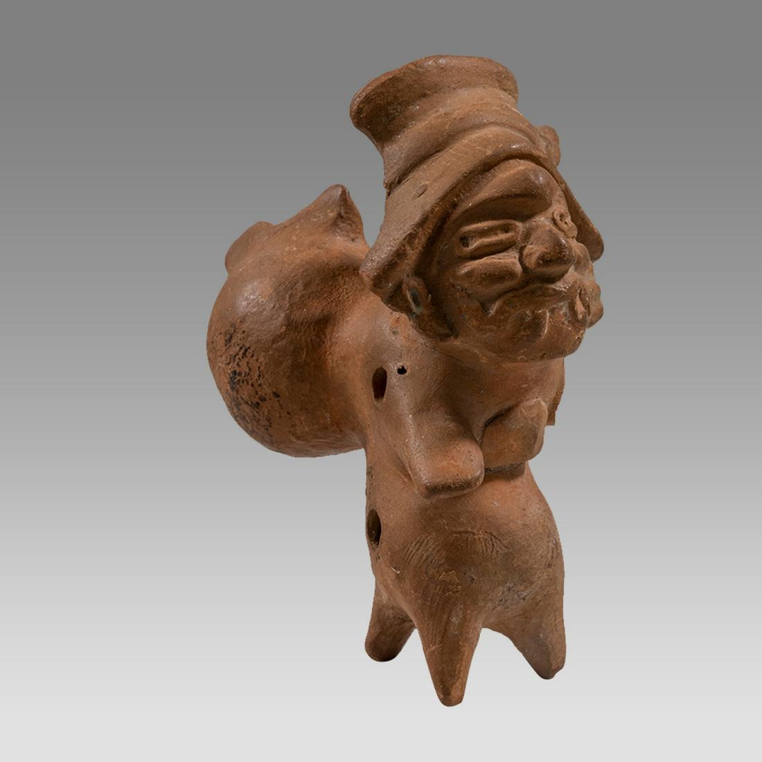 Ancient Pre Columbian Vera Cruz Pottery Whistle Figure c.500 AD. (1 of 2)