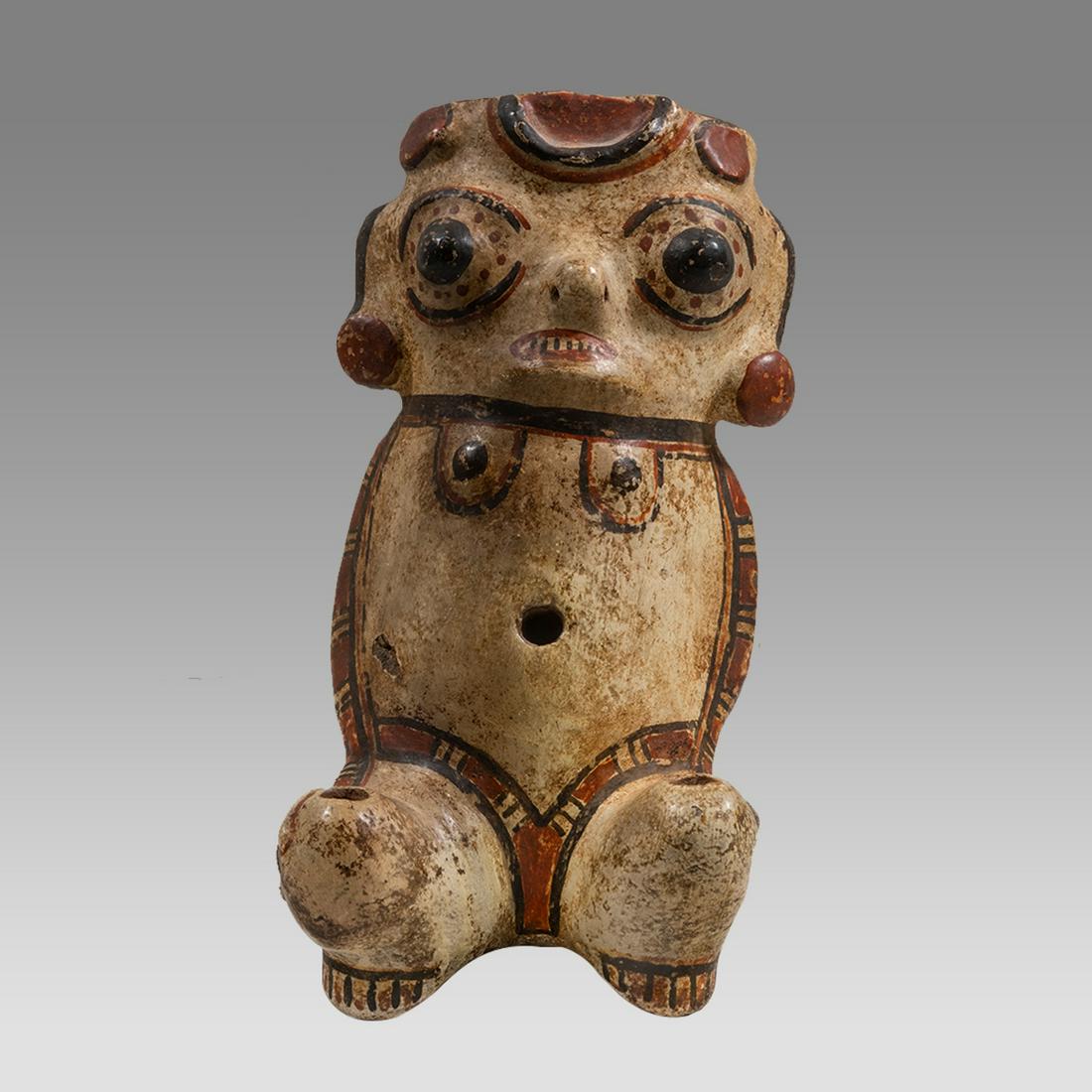 Ancient Pre Columbian Costa Rican Nicoya Pottery Figure c.500 to 700 AD.: Ancient Pre Columbian Csta Rican Nicoya Pottery Figure c.500 to 700 AD. Size 7 3/4 inches high. A Nicoya hollow pottery figure, decorated. Provenance: NY Lawyer collection 1970s-1980s.