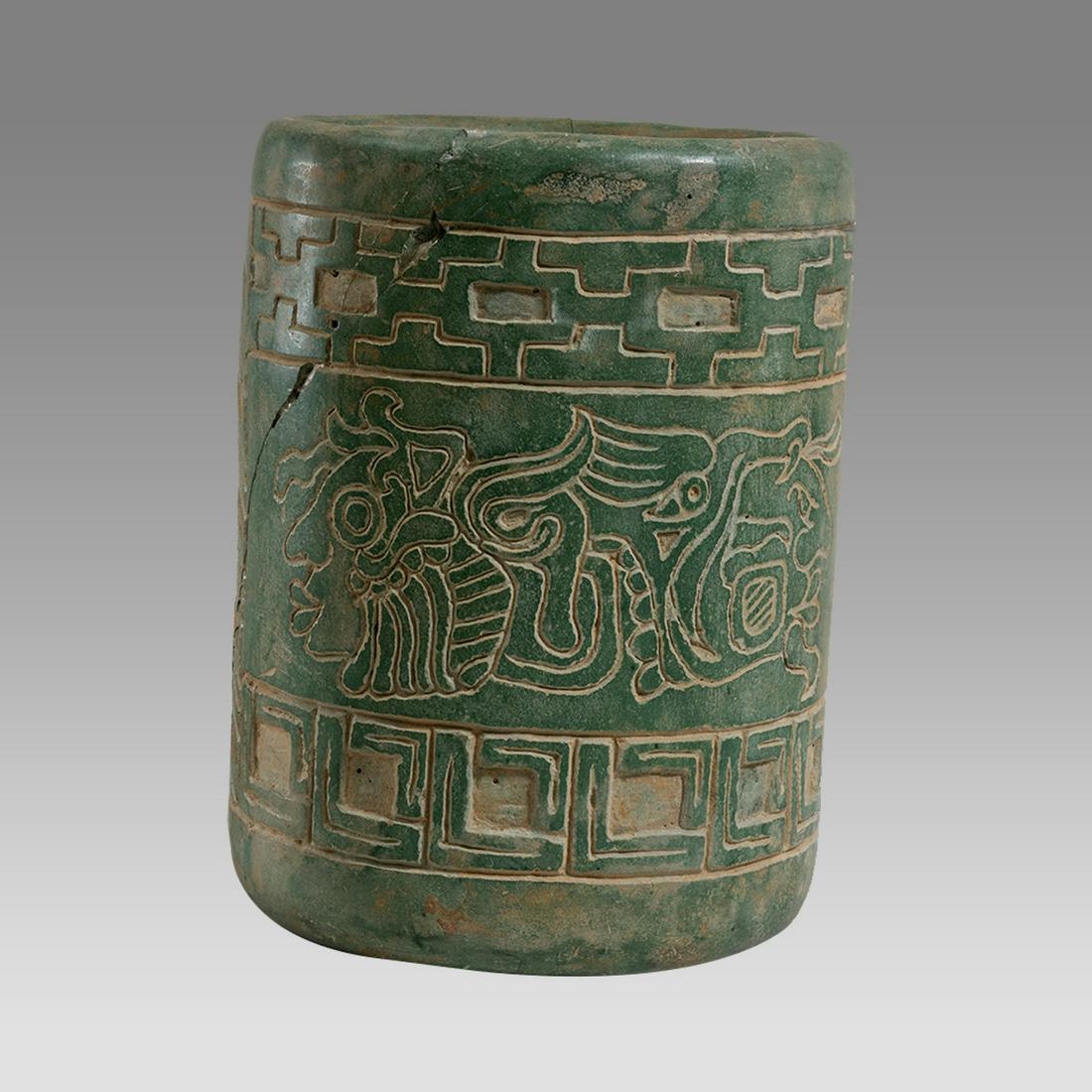 Mayan Style Stone Cylinder Vessel. (1 of 3)