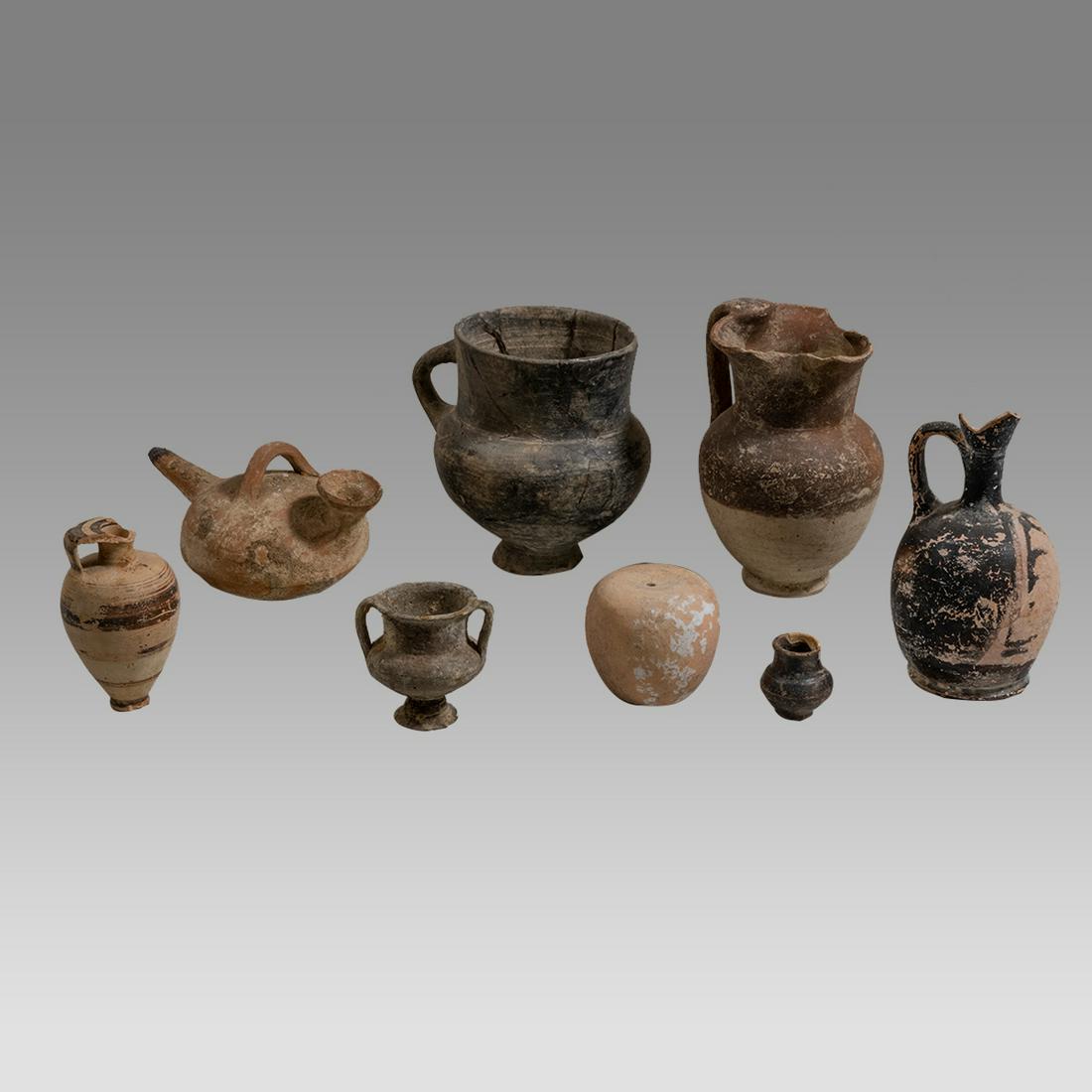 Lot of 8 Ancient South Italian Greek Pottery Vessels c.4th century BC. (1 of 3)
