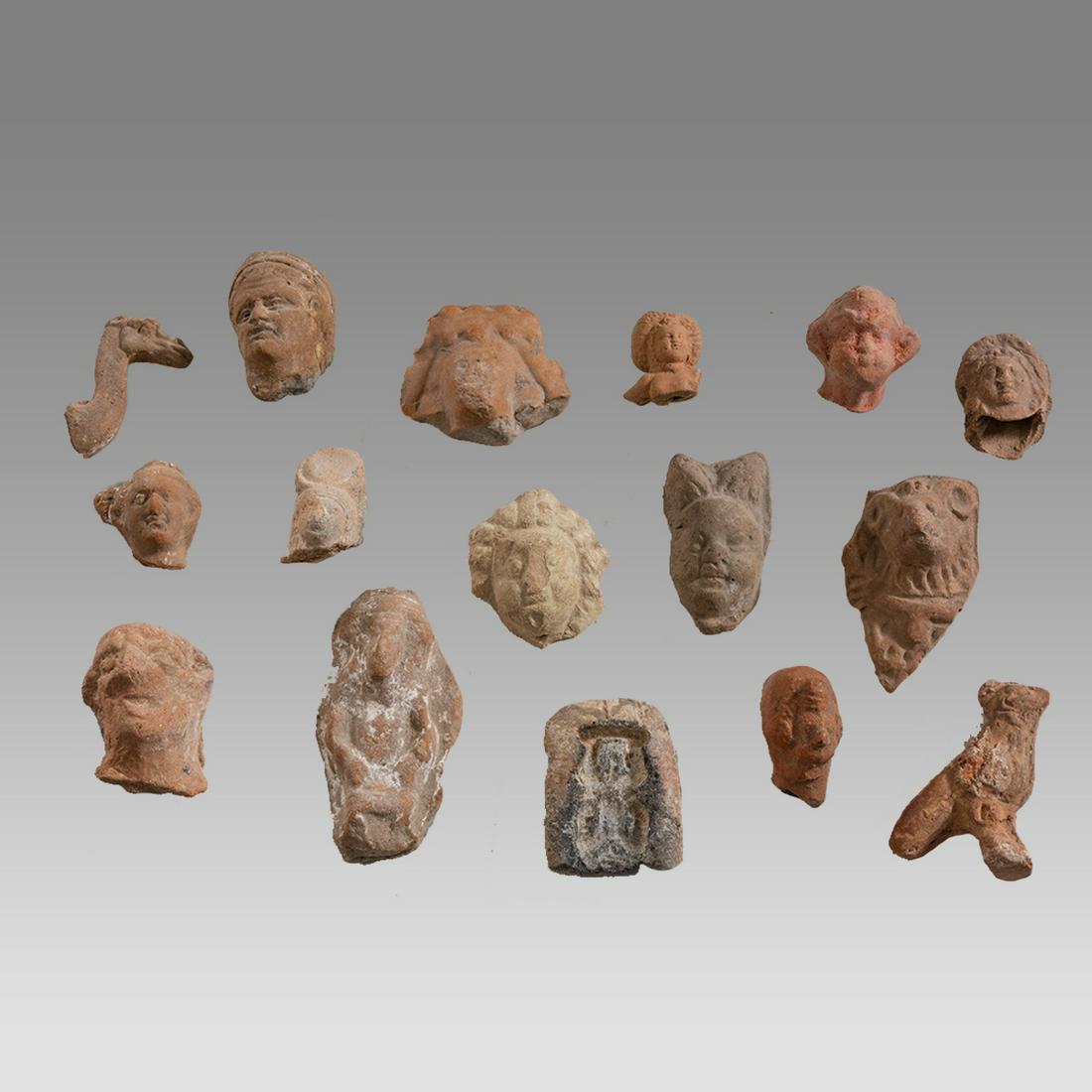 Lot of 16 Ancient Roman Egypt Terracotta head Fragments c.2nd century AD. (1 of 2)