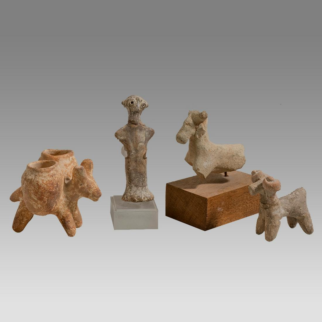 Lot of 4 Ancient Mesopotamian Clay Animals, Idol c.2000 BC. (1 of 2)