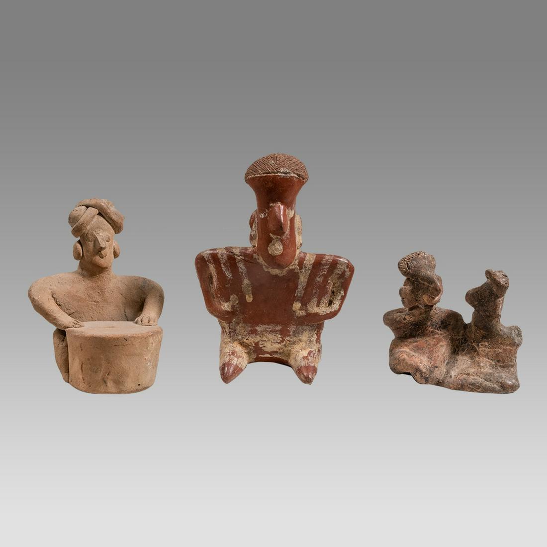 Lot of 3 Ancient Pre Columbian Nayarit Pottery Figures c.300 BC- 300 AD. (1 of 2)