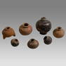 Lot of 6 Pre Columbian Pottery Vessels. Size 1 1/4 - 3 1/4 inches high.