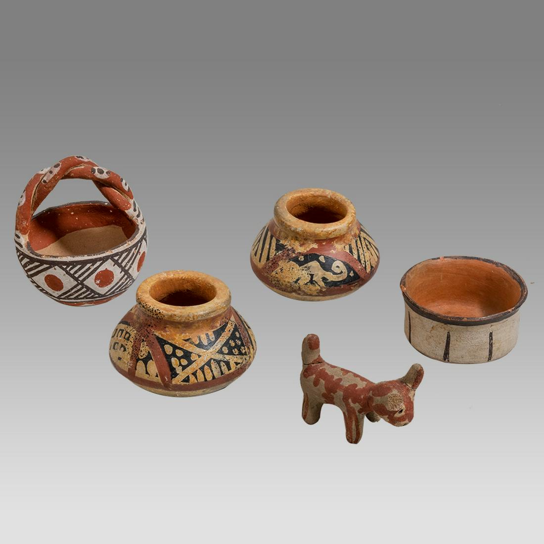A Pre Columbian Nazca bowl and Vintage Native American Pottery Vessels (5). (1 of 2)