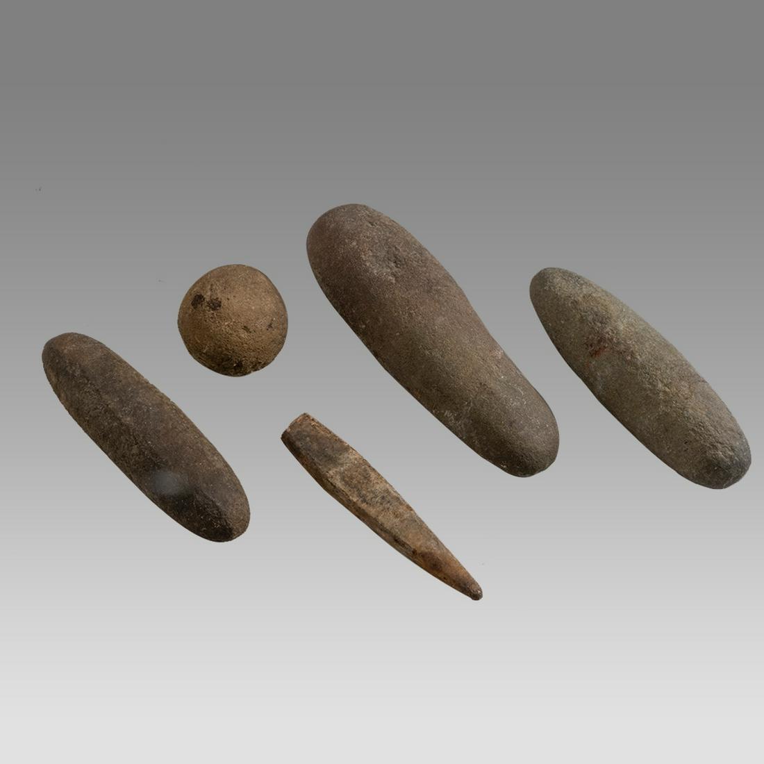 Lot of 5 Native American Indian Stone Tools. (1 of 2)