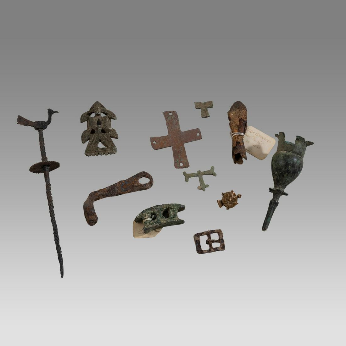 Lot of 11 Ancient Luristan, Roman, Byzantine Bronze Artifacts c.1000 BC-100 AD. (1 of 1)