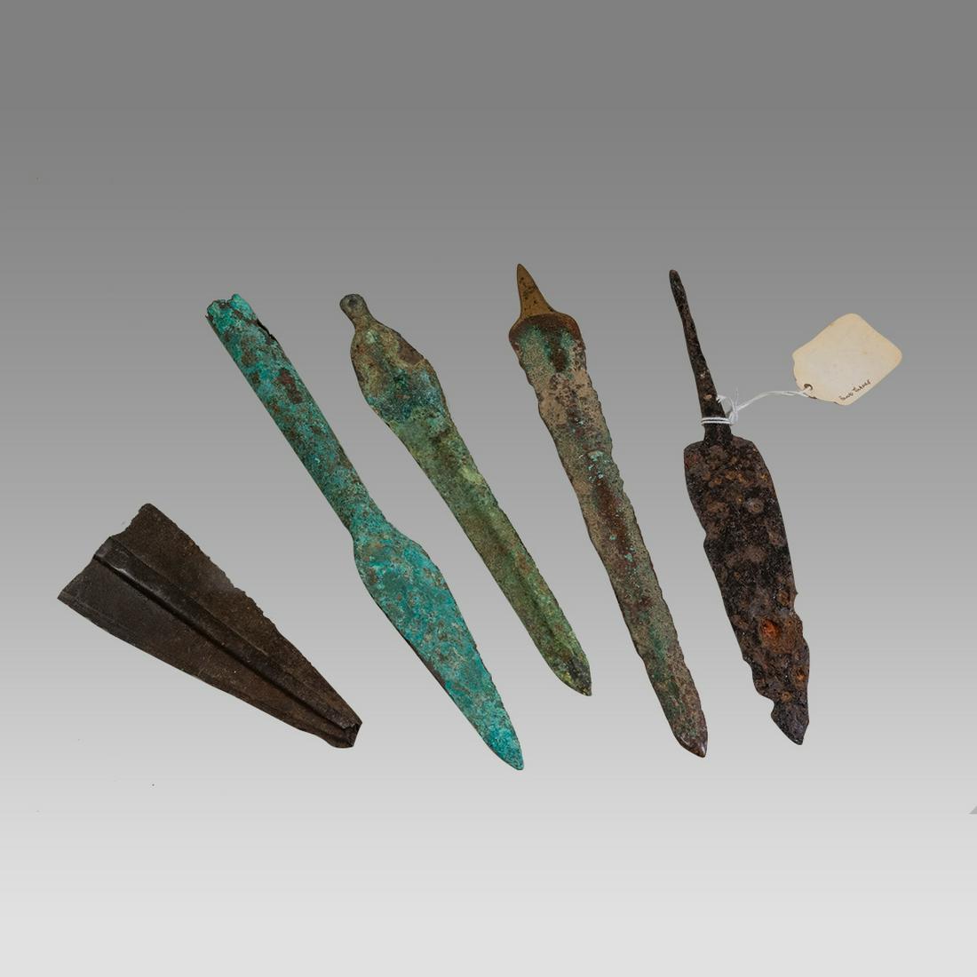 Lot of 5 Ancient Roman, Luristan Bronze Spear Points c.1000 BC-100 AD. (1 of 1)