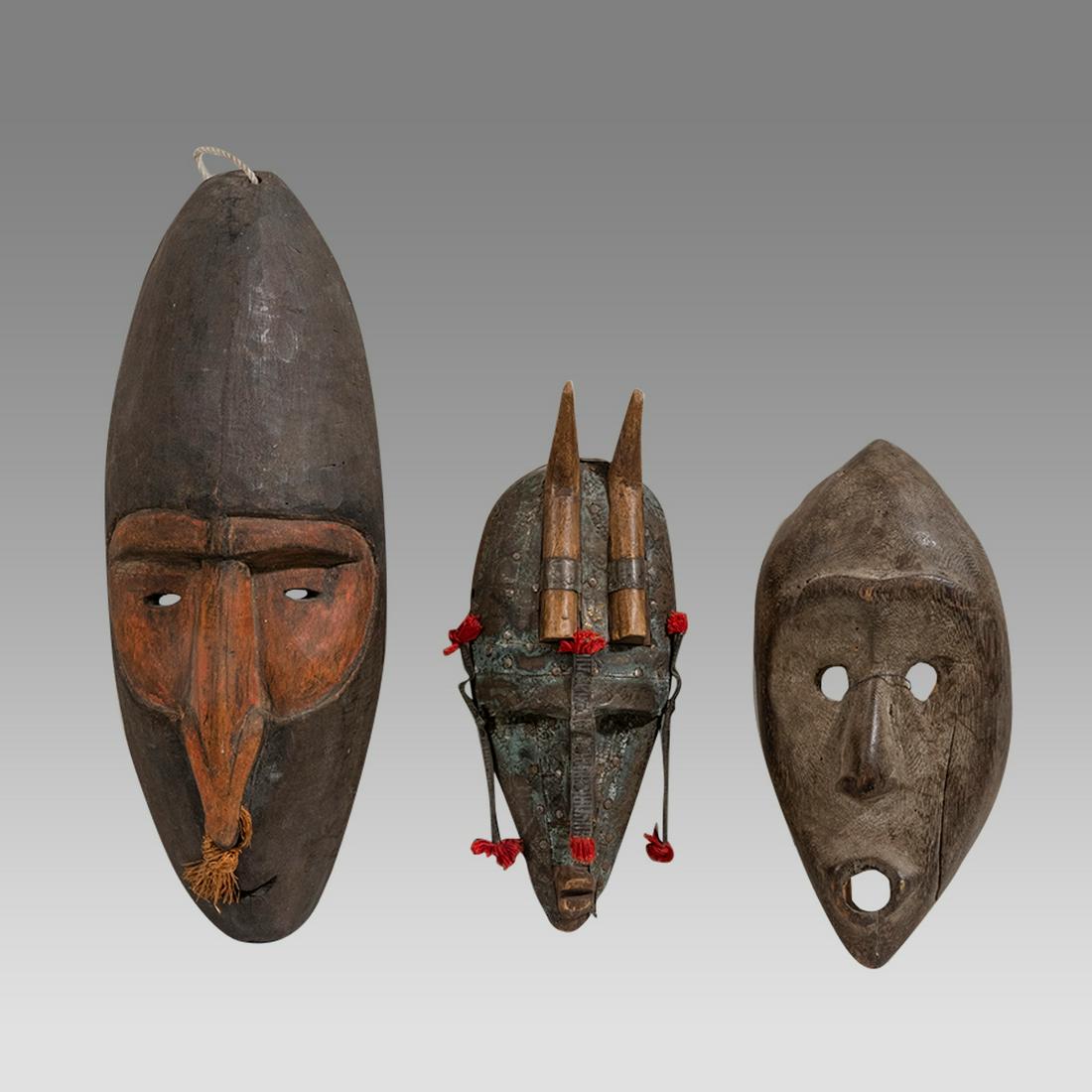 Lot of 3 African, Dan and Cameron Wood Masks. (1 of 2)