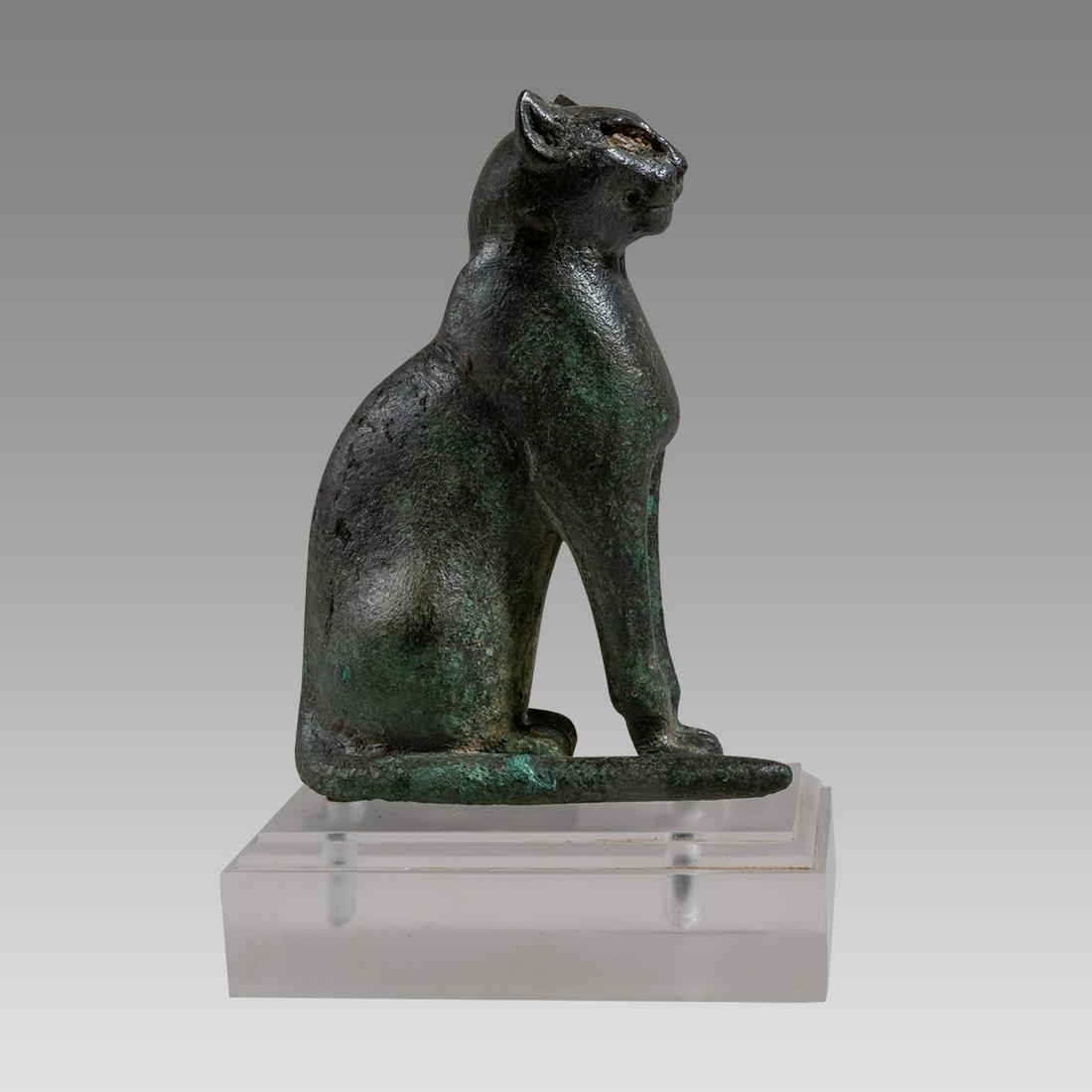 Ancient Egyptian Bronze Figure of a Cat, 21st/26th Dynasty, 1075-525 B.C. (1 of 3)