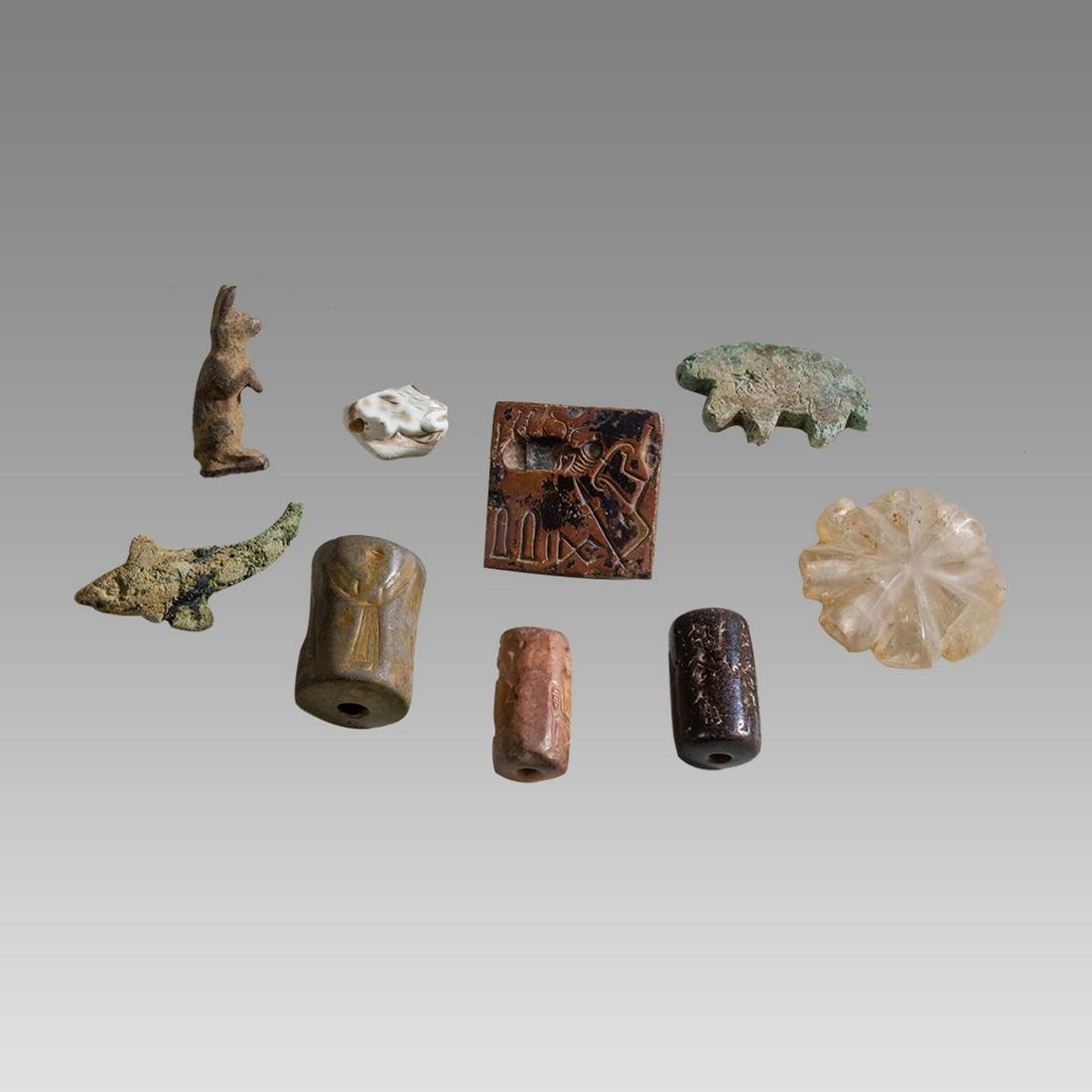 Lot of 9 Mesopotamian Stone Seals and amulets. (1 of 2)