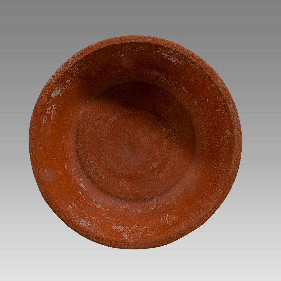 Ancient Roman North African Redware Pottery Bowl c.1st-4th century AD.: Ancient Roman North African Redware Pottery Bowl c.1st-4th century AD. Size 11 3/8 inches diameter, 3 inches high. Provenance: state of preservation Robert Johnson, London (05/05/2000)