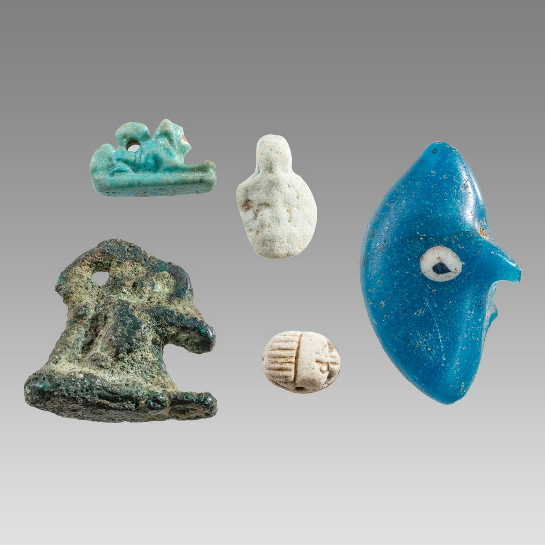 Lot of 5 Ancient Egyptian Amulets Roman Period c.1st century AD. (1 of 2)