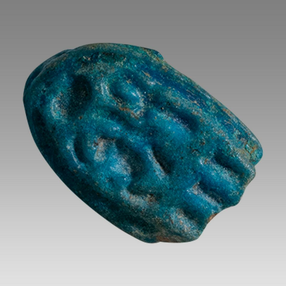 Ancient Egyptian, New Kingdom, 18th Dynasty, Faience Amulet w/ Smenkhkare Cartouche ca. 1335 to 1334 (1 of 2)