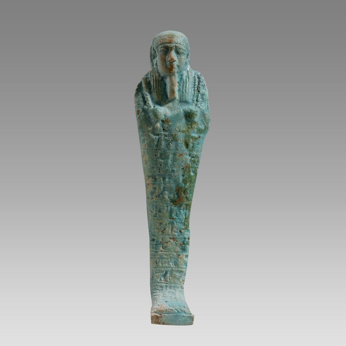 Ancient Egyptian Large Blue Faience Ushabti c.26th Dynasty, ca 672 to 525 BC. (1 of 3)
