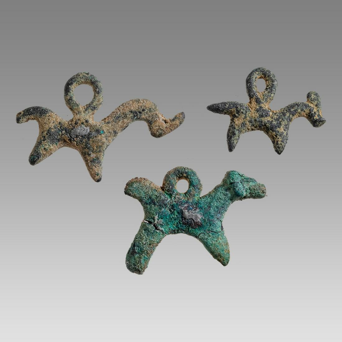 Lot of 3 Ancient Bactrian Bronze Animal Amulets c.2000 BC. (1 of 2)