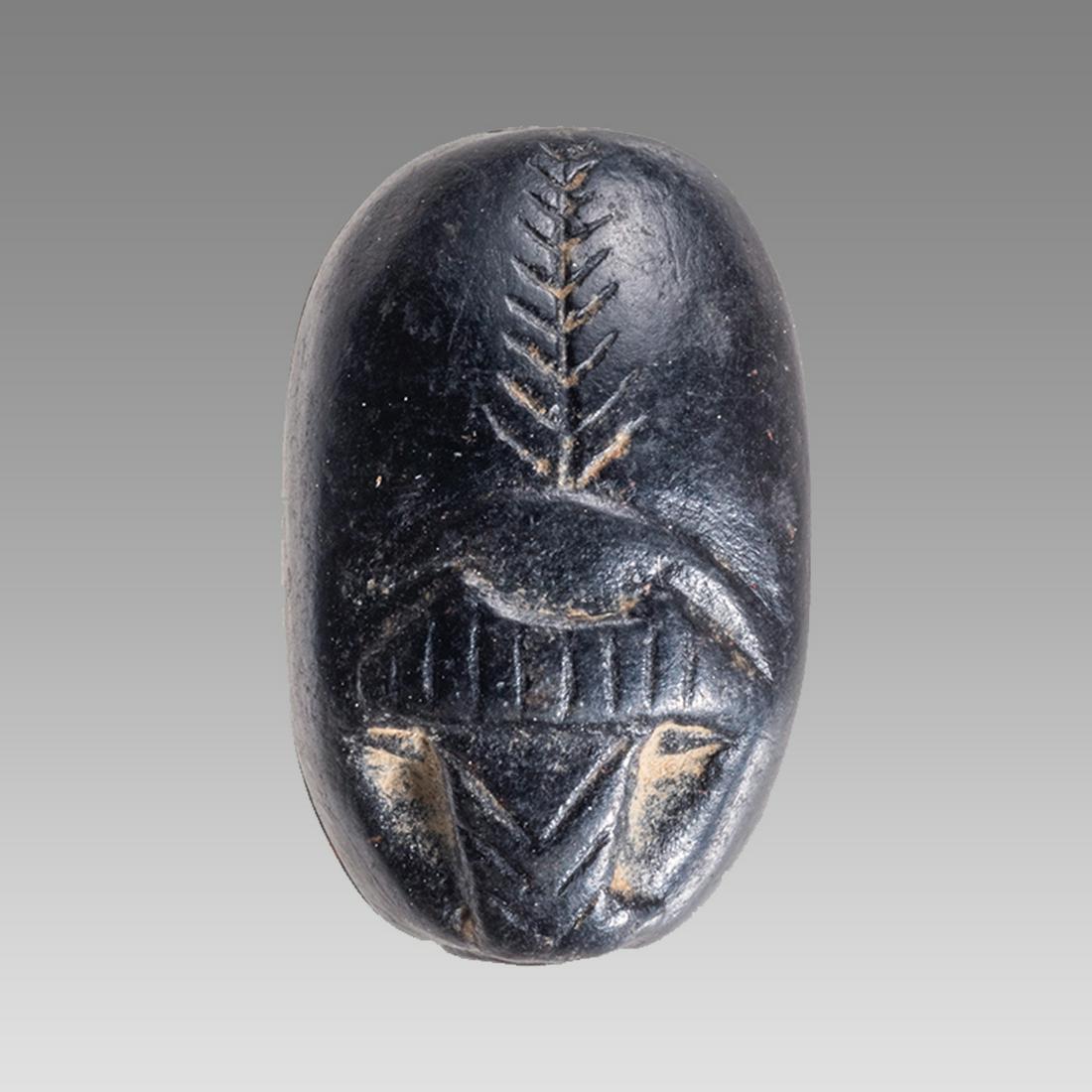 Ancient Phoenician Black Serpentine Scarab c.6th century BC. (1 of 3)