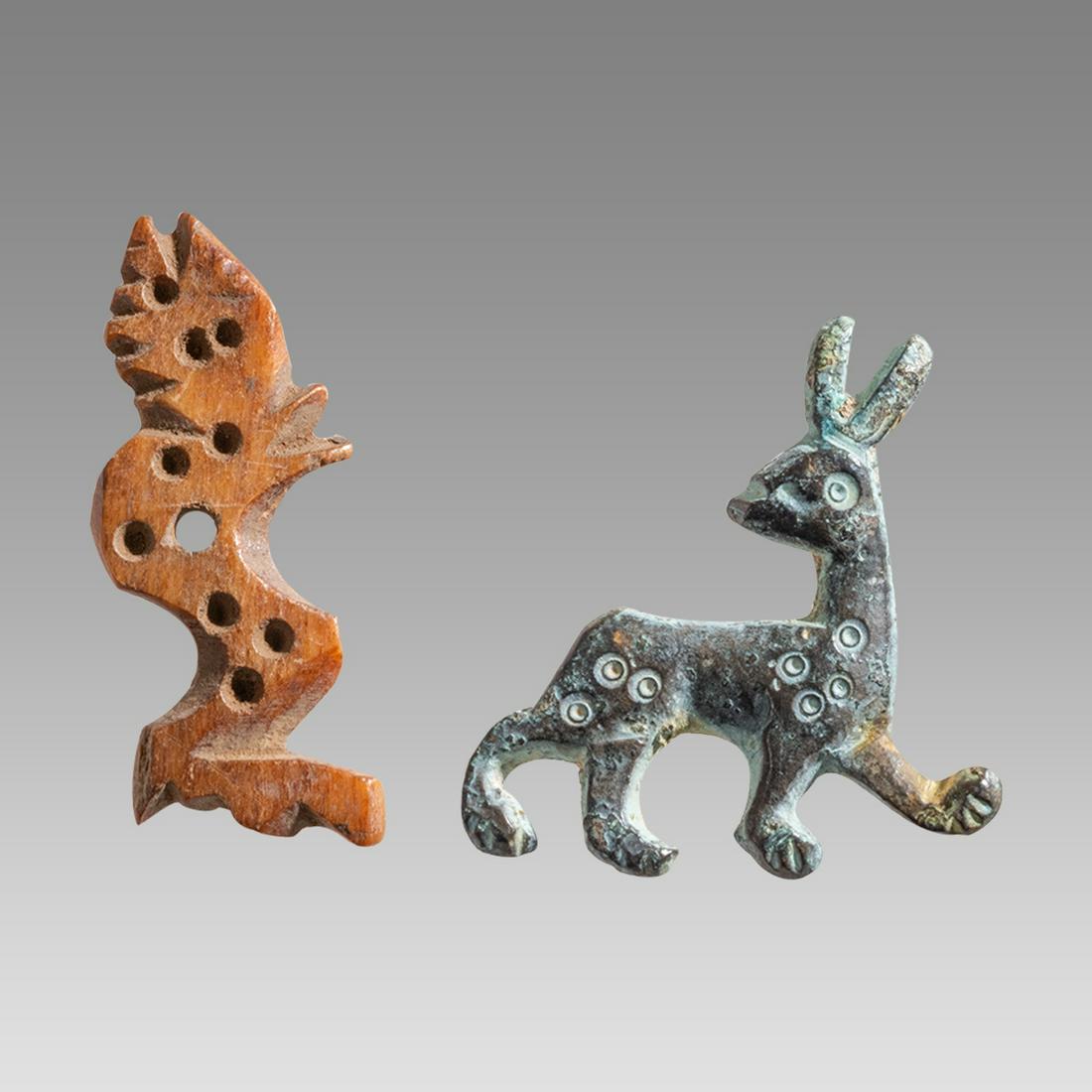 Lot of 2 Ancient Roman Bronze Animal Attachments c.1st century AD. (1 of 2)