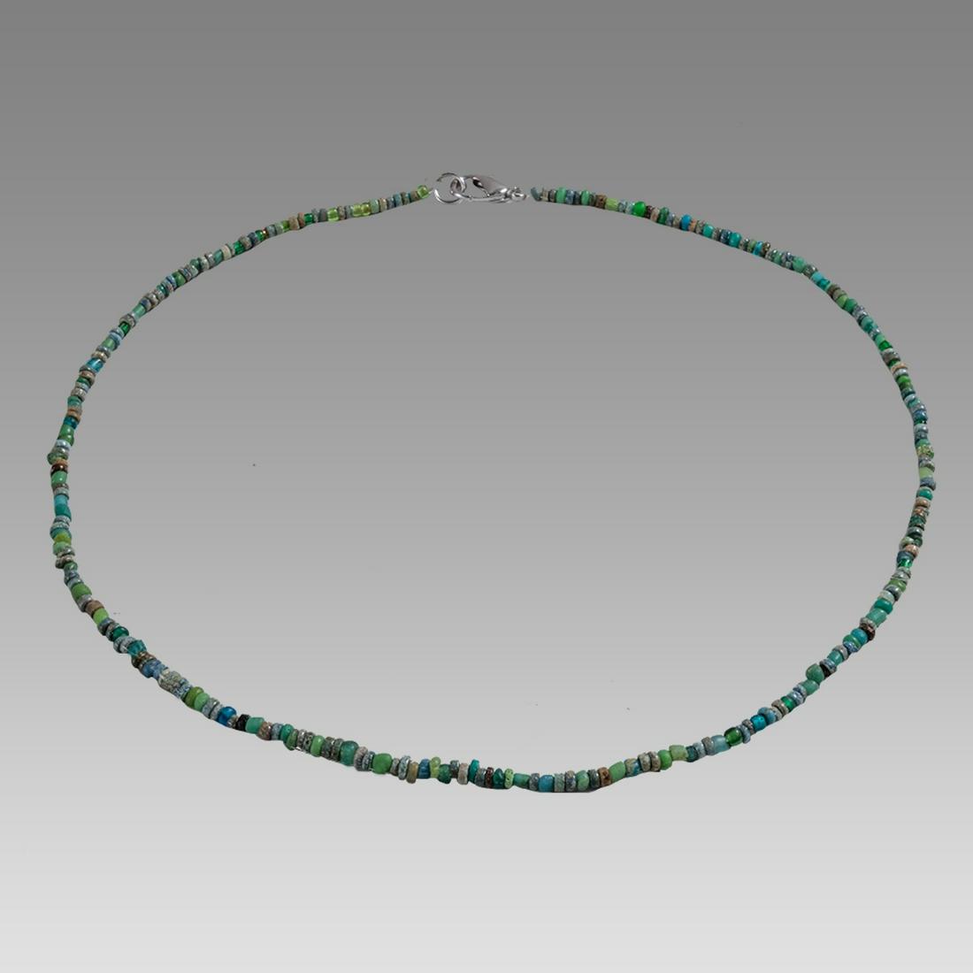 Ancient Egyptian Faience, Bead Necklace c.300-50 BC.: Ancient Egyptian Faience, Bead Necklace c.300-50 BC. Size 17 5/8 inches length. Great Looking single strand Faience Bead necklace. wearable. Provenance: Ex Secret Eyes Gallery New York 1970's-1980's