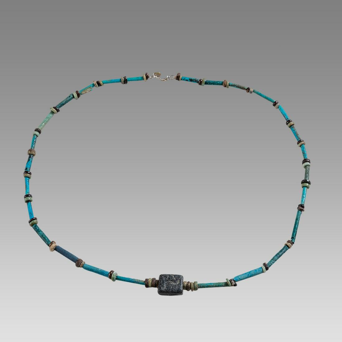 Ancient Egyptian Faience, Necklace With Seal c.300-50 BC. (1 of 1)