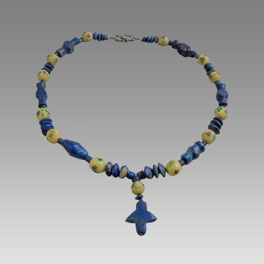 Roman Style Lapis Lazuli and Mosaic Glass Beads Necklace. (1 of 1)