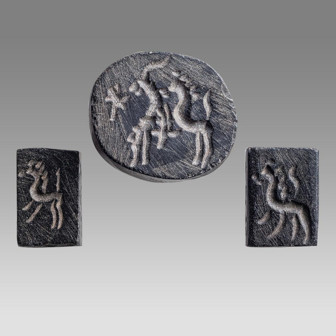 Lot of 3 Mesopotamian Style Stone seals with Animals. (1 of 3)