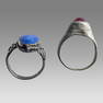 Lot of 2 Persian Silvered rings with Lapis Lazuli Stone.