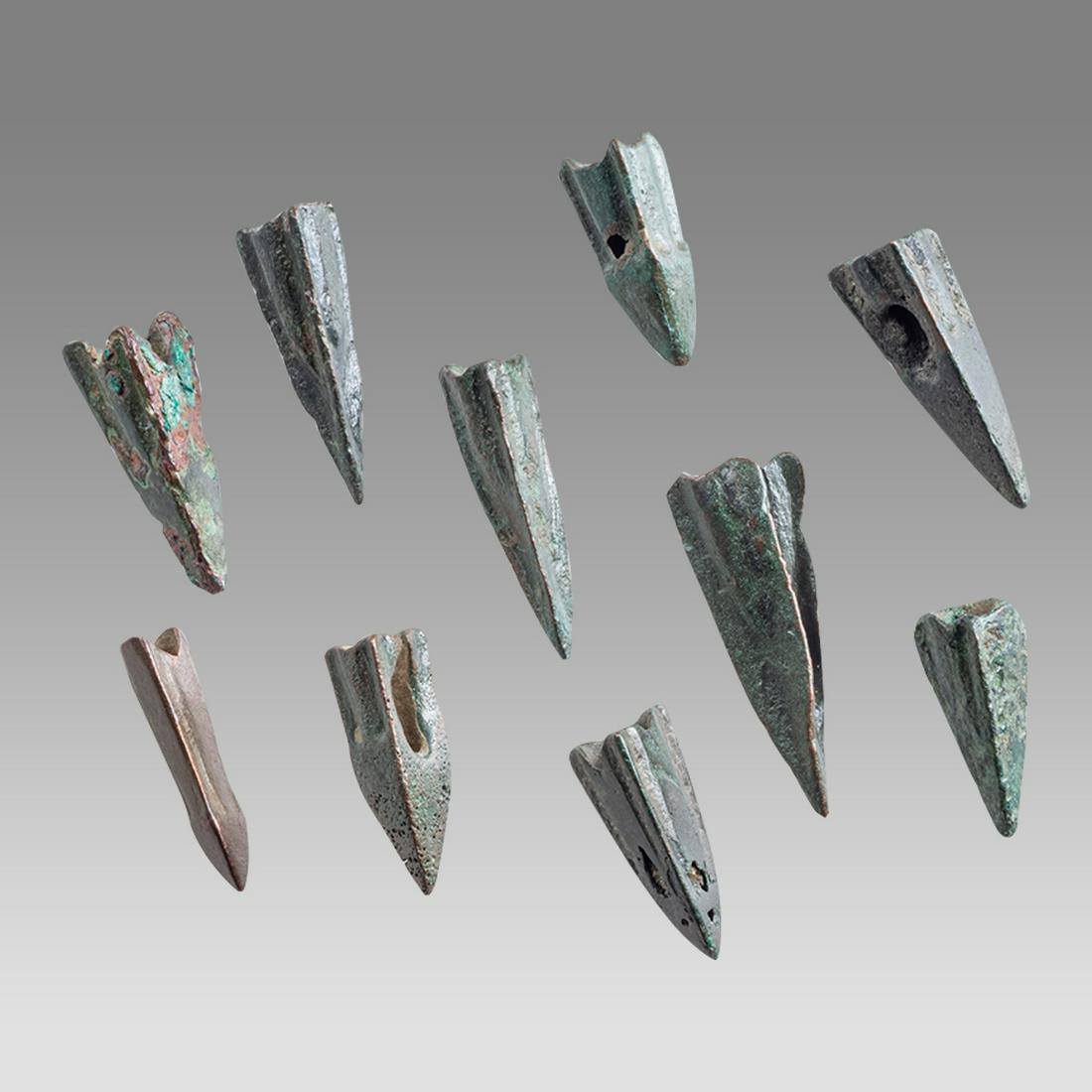 Lot of 10 Ancient Roman Bronze Arrow Heads c.1st century AD. (1 of 1)