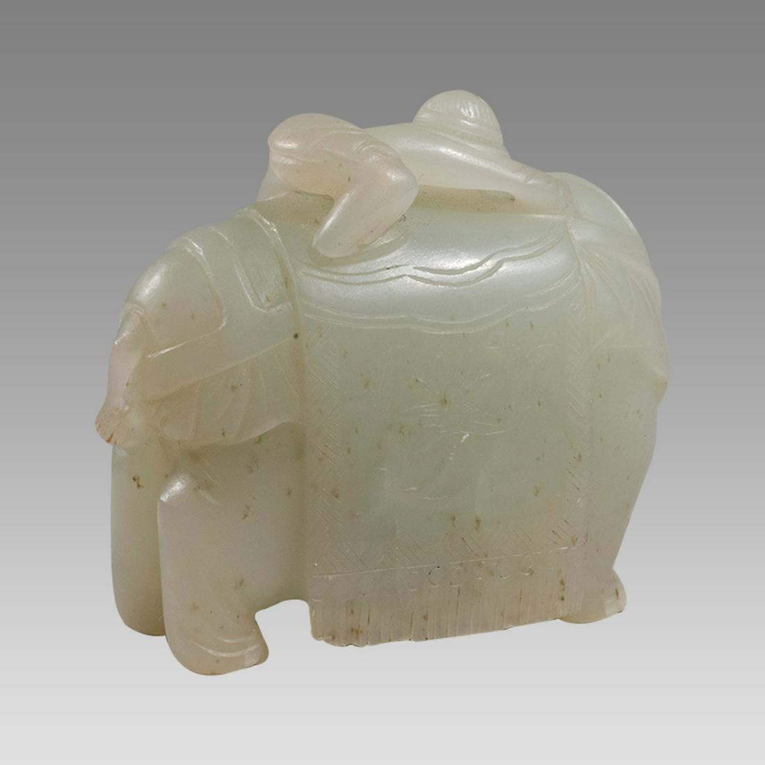 Chinese jade elephant with boy rider Qing Dynasty I date this c. 1700-1850 AD. (1 of 2)