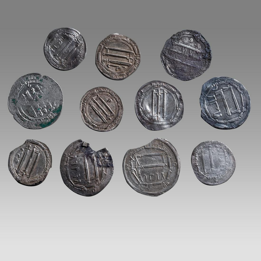 Lot of 11 Islamic, Abbasid Dynasty Silver Dirhams c.8th century AD. (1 of 2)