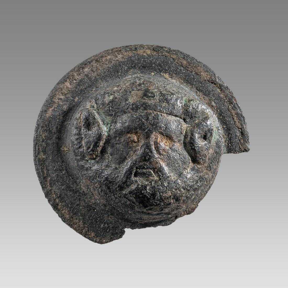 Ancient Roman Bronze Shield Boss with Satyr head c.1st-2nd century AD. (1 of 2)