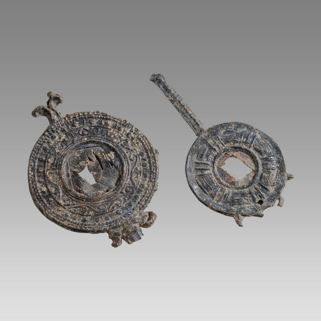 Lot of 2 Ancient Roman Lead Mirrors c.1st-2nd century AD. (1 of 2)