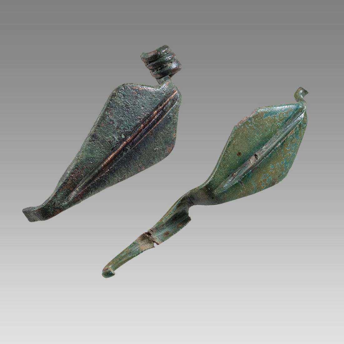 Lot of 2 ancient La Tene Bronze Fibulas c.400-300 BC. (1 of 2)