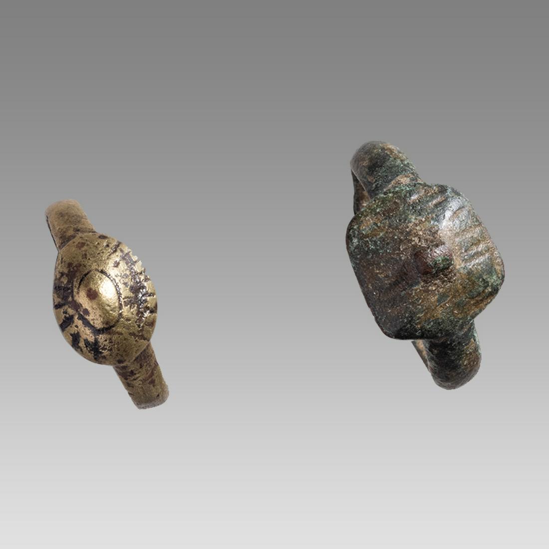 Lot of 2 Ancient Roman Bronze prostitute rings c.1st-2nd century AD. (1 of 1)