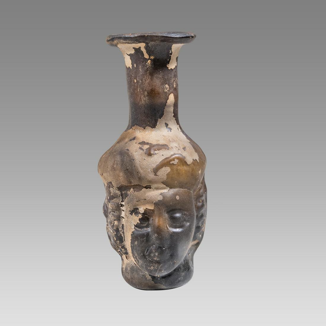 Roman Style Aubergine Head Flask. (1 of 3)