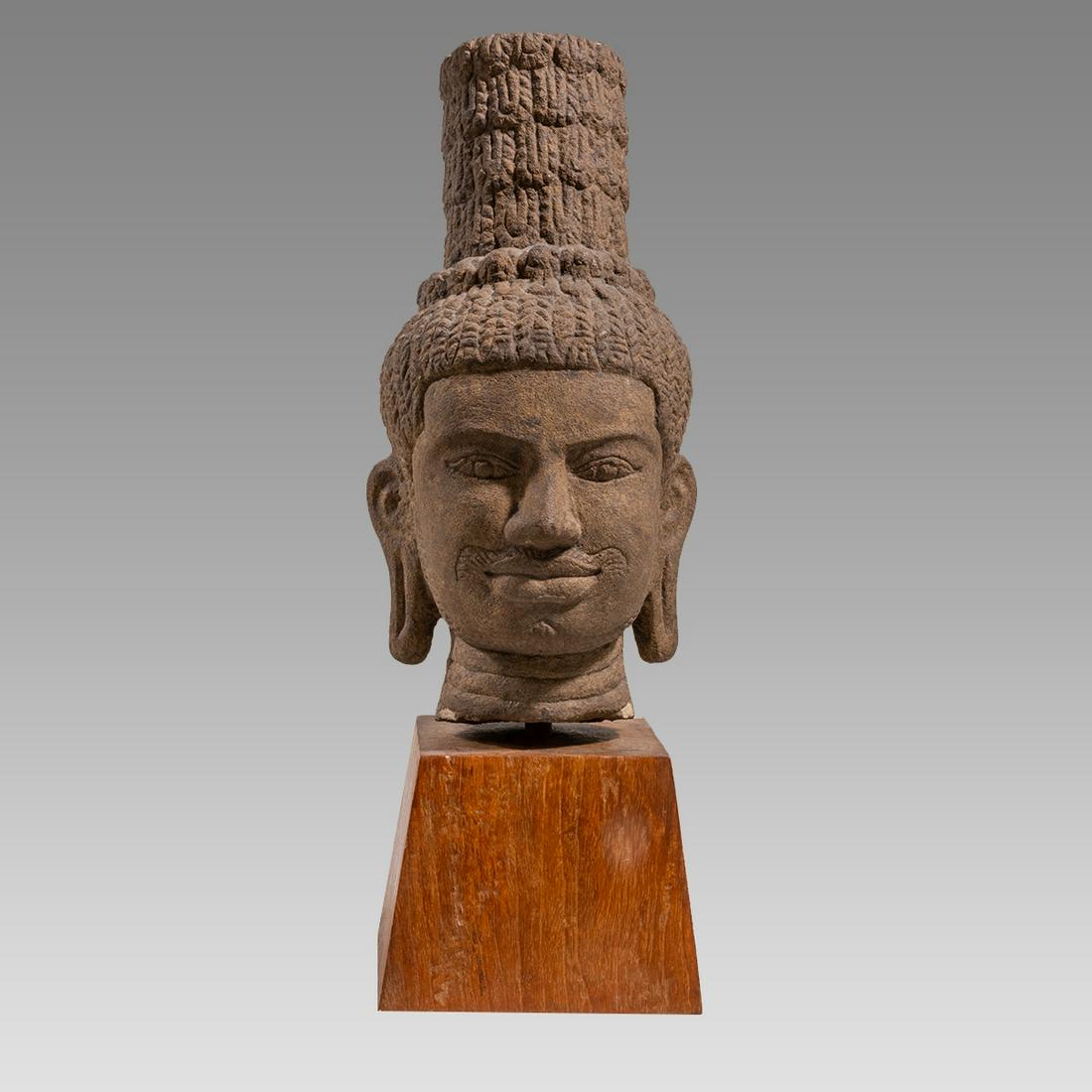 Khmer Sandstone Head. Cambodia.  Probably Ca. 12th - 14th Cent. (1 of 3)