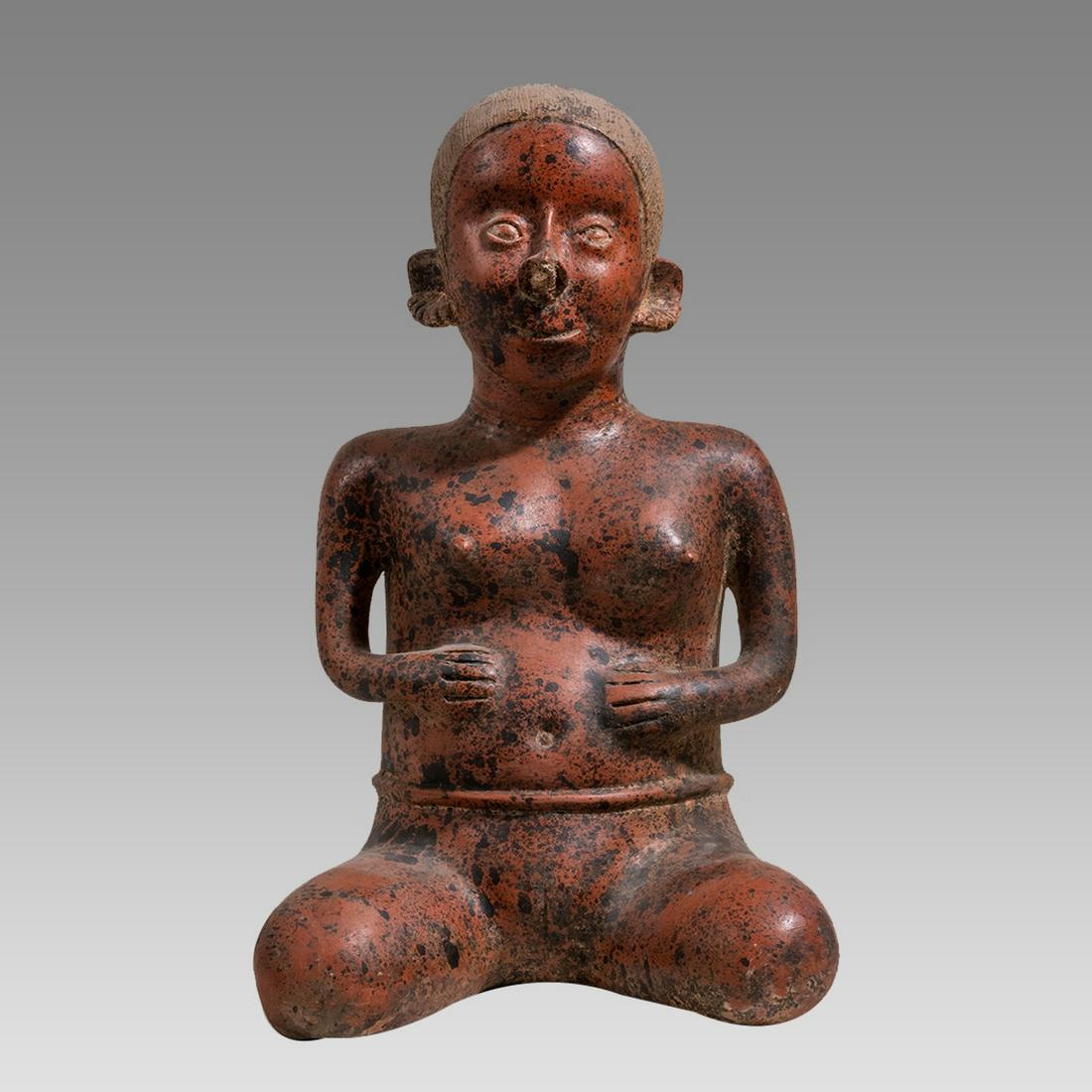 Seated Style Chinesco Pottery Female figure. Mexico, (1 of 3)